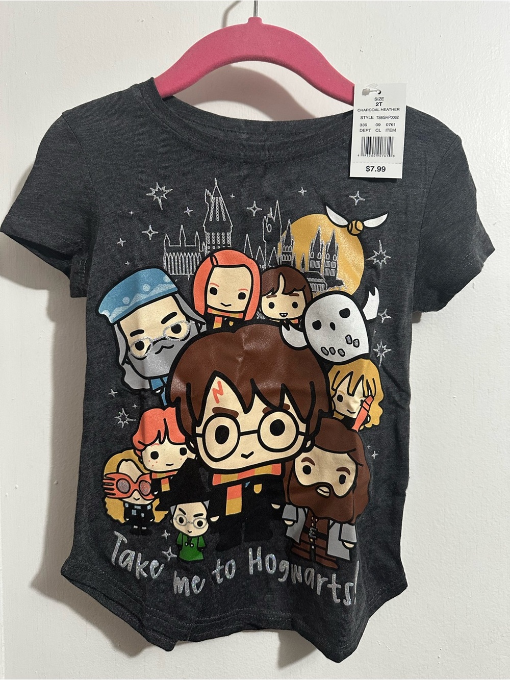 Kids Charcoal Harry Potter Crew Neck Tee - 'Take Me to Hogwarts'